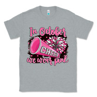 Heather Grey in october we wear pink cheer Classic Tee - BarkalooDesign