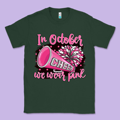 In October We Wear Pink Cheer Classic Tee Designed By Barkaloodesign