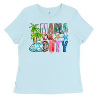 Baby Blue Mama Of Duty Ladies Tee - CowhideDigitalArt