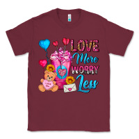 Burgundy Love More Worry Less Valentines Day Cold Drink Classic Tee - FaDigitalArtStudio