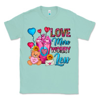 Seafoam Love More Worry Less Valentines Day Cold Drink Classic Tee - FaDigitalArtStudio