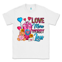 White Love More Worry Less Valentines Day Cold Drink Classic Tee - FaDigitalArtStudio