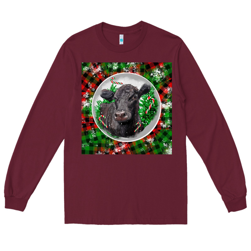 Christmas Black Angus Cow Long Sleeve Tee by LillyAllenDesigns | Teevron
