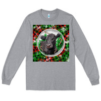 Heather Grey christmas black angus cow Long Sleeve Tee - LillyAllenDesigns