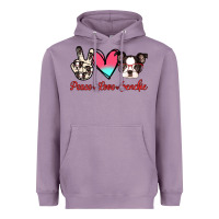 Lavender Peace Love Frenchie Heavyweight Hoodie - Jasminsmagicworld