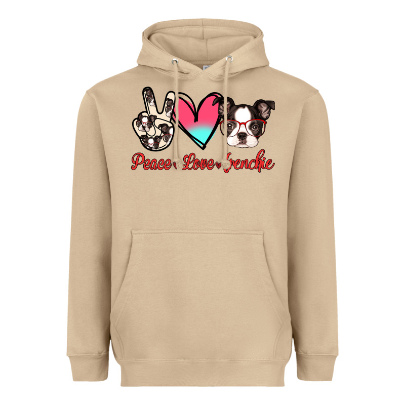 Peace Love Frenchie Heavyweight Hoodie by Jasminsmagicworld | Teevron