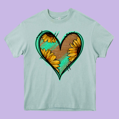 Sunflower Heart Heavy Core Tee Designed By Jasminsmagicworld