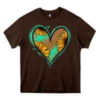 Chocolate Brown Sunflower Heart Heavy Core Tee - Jasminsmagicworld
