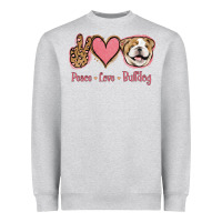 Heather Grey Peace Love Bulldog Heavyweight Sweatshirt - Jasminsmagicworld