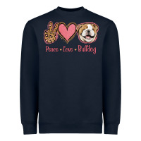 Navy Peace Love Bulldog Heavyweight Sweatshirt - Jasminsmagicworld