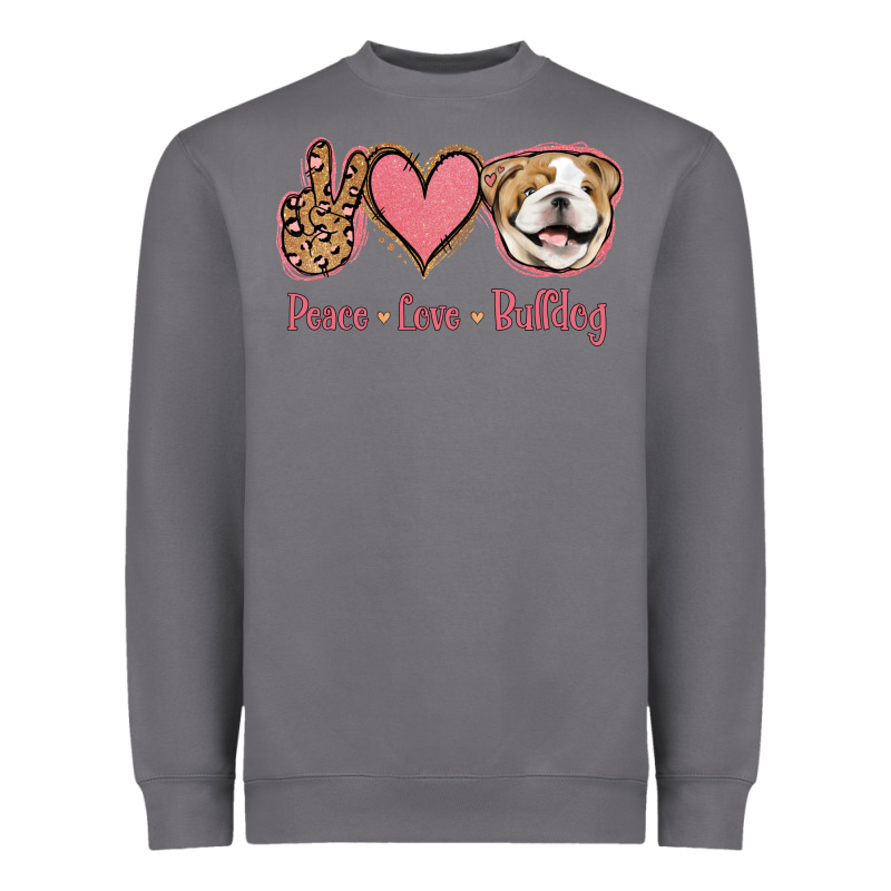Peace Love Bulldog Heavyweight Sweatshirt by Jasminsmagicworld | Teevron