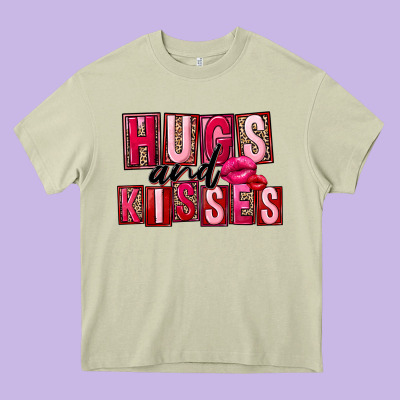 Hugs And Kisses Valentine's Day Heavy Core Tee Designed By Fadigitalartstudio