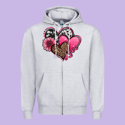 Valentines Day Western Hearts And Sunflower Zipper Hoodie Designed By Jasminsmagicworld