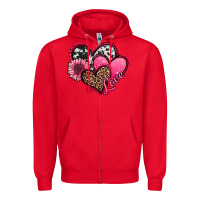 Red valentines day western hearts and sunflower Zipper Hoodie - Jasminsmagicworld