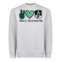 Heather Grey Peace Love Border Collie Heavyweight Sweatshirt - Jasminsmagicworld