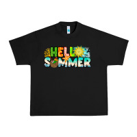 Black Hello Summer Urban Heavy Tee - CowhideDigitalArt