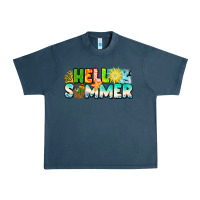 Midnight Navy Hello Summer Urban Heavy Tee - CowhideDigitalArt