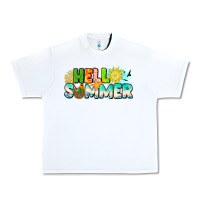 White Hello Summer Urban Heavy Tee - CowhideDigitalArt