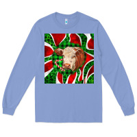 Colony Blue christmas hereford cow face Long Sleeve Tee - LillyAllenDesigns