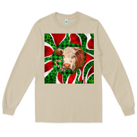 Mushroom christmas hereford cow face Long Sleeve Tee - LillyAllenDesigns