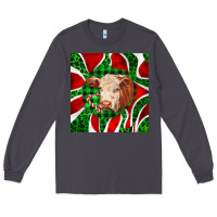 Smoke christmas hereford cow face Long Sleeve Tee - LillyAllenDesigns