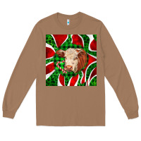 Toasted Coconut christmas hereford cow face Long Sleeve Tee - LillyAllenDesigns