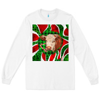 White christmas hereford cow face Long Sleeve Tee - LillyAllenDesigns