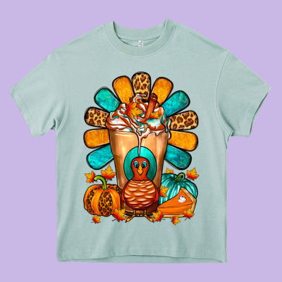 Thanksgiving Cold Drink Frappe Heavy Core Tee Designed By Fadigitalartstudio