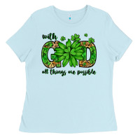 Baby Blue With god all things are possible St. Patrick's Day Ladies Tee - LillyAllenDesigns