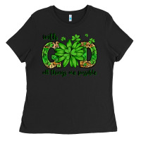 Black With god all things are possible St. Patrick's Day Ladies Tee - LillyAllenDesigns