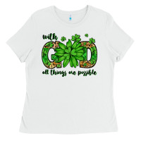 White With god all things are possible St. Patrick's Day Ladies Tee - LillyAllenDesigns
