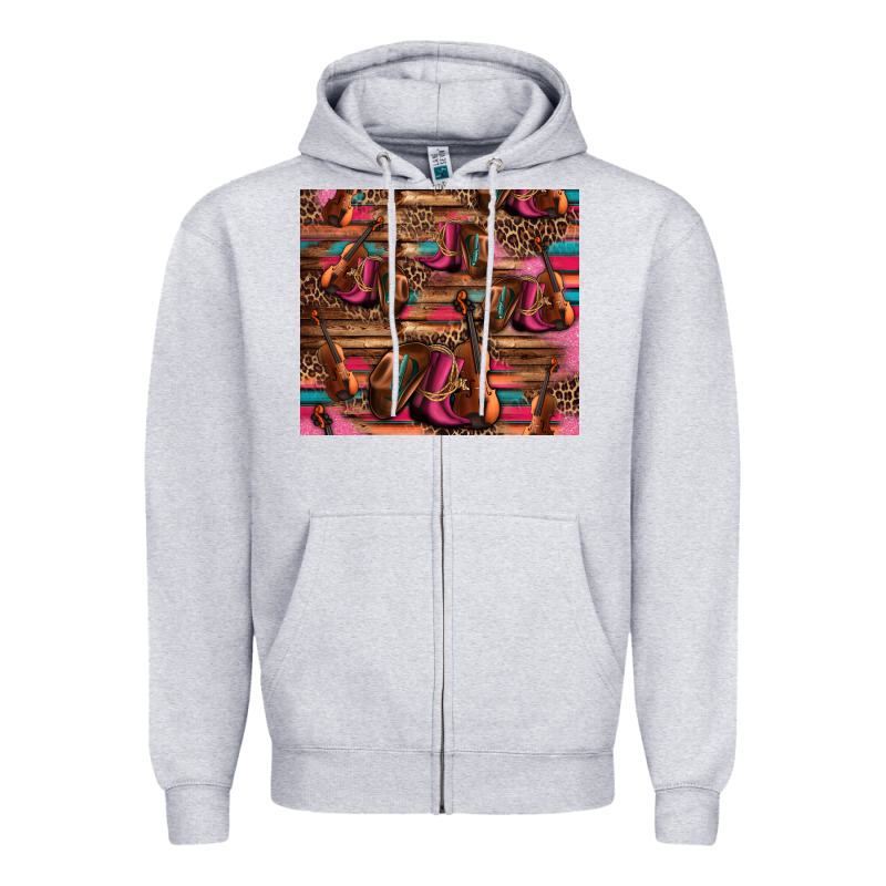 Valentines Day Violin And Cowboy Boots Country Music Zipper Hoodie by Jasminsmagicworld | Teevron