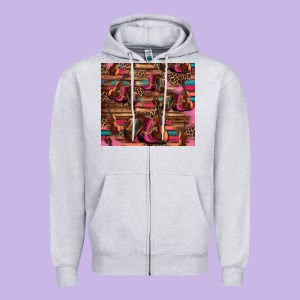 Valentines Day Violin And Cowboy Boots Country Music Zipper Hoodie Designed By Jasminsmagicworld