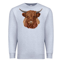Heather Grey highland cow Premium Sweatshirt - RanaPortraitStore