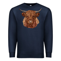 Navy highland cow Premium Sweatshirt - RanaPortraitStore