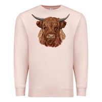 Pale Pink highland cow Premium Sweatshirt - RanaPortraitStore
