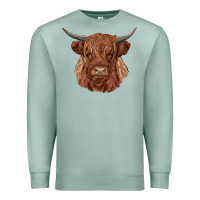 Seafoam highland cow Premium Sweatshirt - RanaPortraitStore