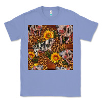 Colony Blue Western Spotted Pig With Sunflowers Seamless Classic Tee - FaDigitalArtStudio