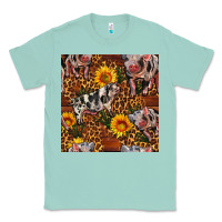 Seafoam Western Spotted Pig With Sunflowers Seamless Classic Tee - FaDigitalArtStudio