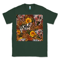 Sports Green Western Spotted Pig With Sunflowers Seamless Classic Tee - FaDigitalArtStudio