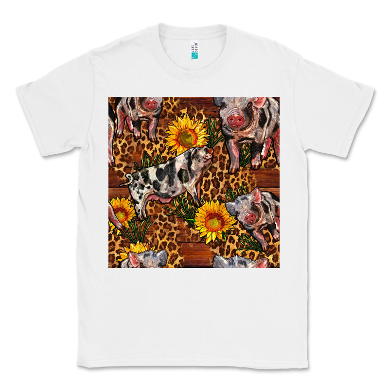 Western Spotted Pig With Sunflowers Seamless Classic Tee by FaDigitalArtStudio | Teevron