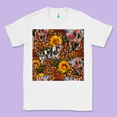 Western Spotted Pig With Sunflowers Seamless Classic Tee Designed By Fadigitalartstudio