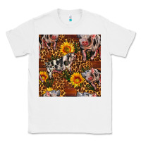 White Western Spotted Pig With Sunflowers Seamless Classic Tee - FaDigitalArtStudio