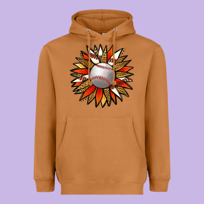 Baseball Sunflower Heavyweight Hoodie Designed By Jasminsmagicworld