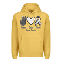 Antique Gold Peace Love Cure Lung Cancer Premium Hoodie - Jasminsmagicworld