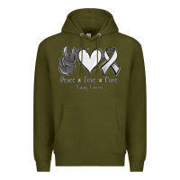 Army Green Peace Love Cure Lung Cancer Premium Hoodie - Jasminsmagicworld