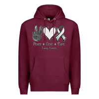 Burgundy Peace Love Cure Lung Cancer Premium Hoodie - Jasminsmagicworld