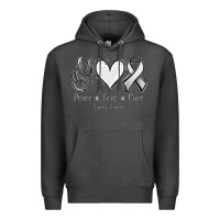 Charcoal Heather Peace Love Cure Lung Cancer Premium Hoodie - Jasminsmagicworld