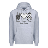 Heather Grey Peace Love Cure Lung Cancer Premium Hoodie - Jasminsmagicworld