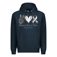 Navy Peace Love Cure Lung Cancer Premium Hoodie - Jasminsmagicworld